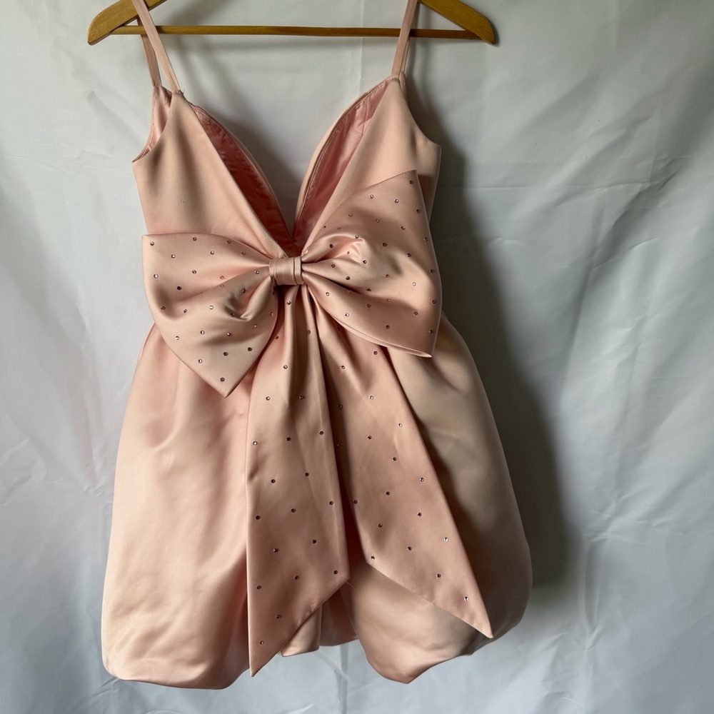 Blush Pink Mini Dress with Bow Detail